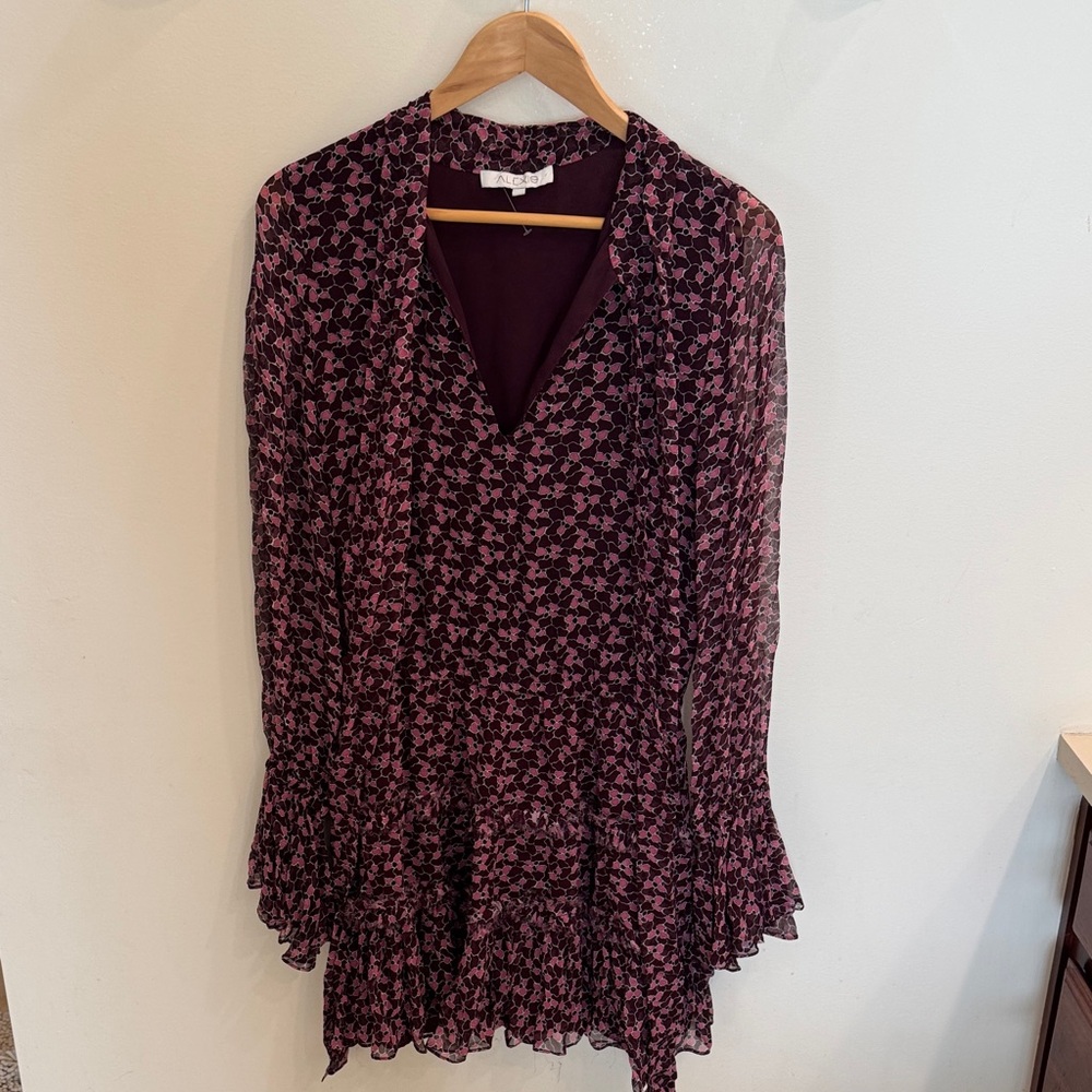 Alexis Long Sleeve Dress - Black and Purple Floral small